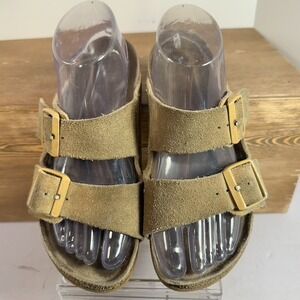 BIRKENSTOCK  Arizona WMN US6 EU37 Taupe Suede 2 Straps Slide Sandals Boho Hippie